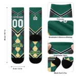 North Dakota State Bison Socks Custom Argyle Pattern Green Best Selling