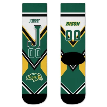 North Dakota State Bison Socks Custom Arrow Blocks Green Best Selling