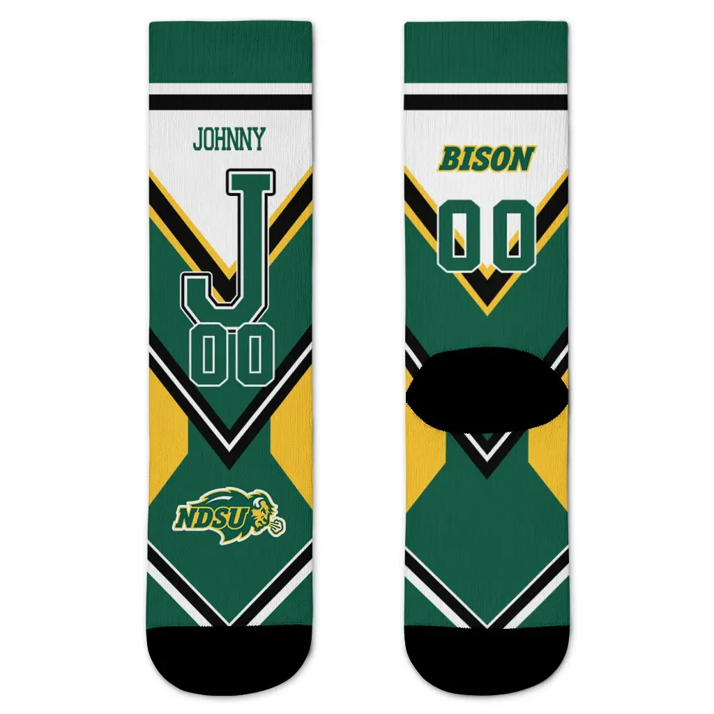 North Dakota State Bison Socks Custom Arrow Blocks Green Best Selling North Dakota State Bison Socks Custom Arrow Blocks Green Best Selling