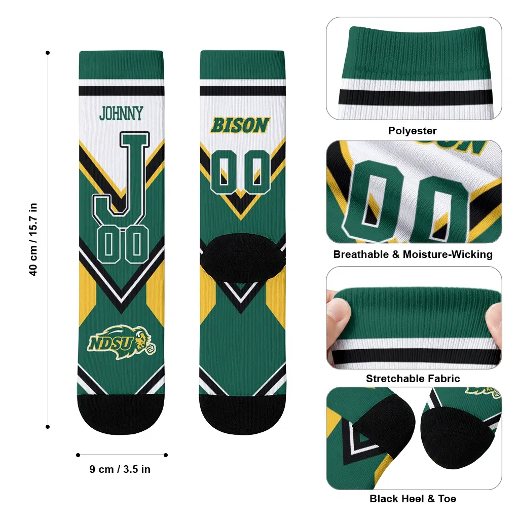 North Dakota State Bison Socks Custom Arrow Blocks Green High Quality North Dakota State Bison Socks Custom Arrow Blocks Green High Quality
