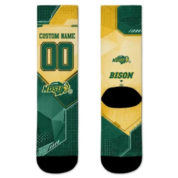 North Dakota State Bison Socks Custom Geometric Tech Green Best Selling