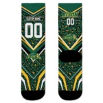 North Dakota State Bison Socks Custom Leopard Print Green Black Best Selling