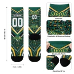 North Dakota State Bison Socks Custom Leopard Print Green Black Best Selling