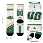 North Dakota State Bison Socks Custom Nautical Icons Green White Best Selling