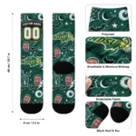 North Dakota State Bison Socks Custom Scattered Icons Green Best Selling