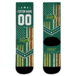 North Dakota State Bison Socks Custom Star Stripes Green White Best Selling
