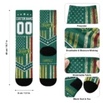 North Dakota State Bison Socks Custom Star Stripes Green White Best Selling