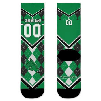 North Texas Mean Green Socks Custom Argyle Pattern Green Best Selling
