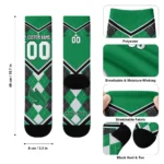 North Texas Mean Green Socks Custom Argyle Pattern Green Best Selling
