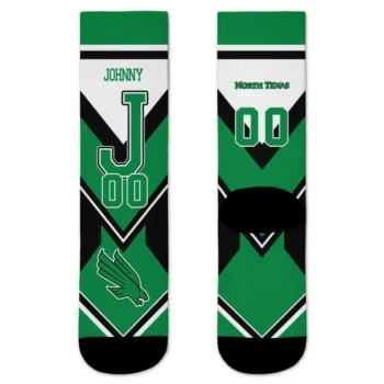 North Texas Mean Green Socks Custom Arrow Blocks Green Best Selling