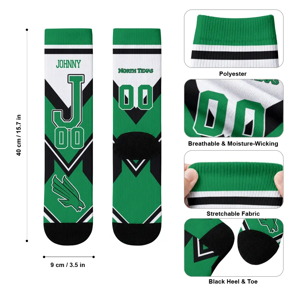 North Texas Mean Green Socks Custom Arrow Blocks Green High Quality North Texas Mean Green Socks Custom Arrow Blocks Green High Quality