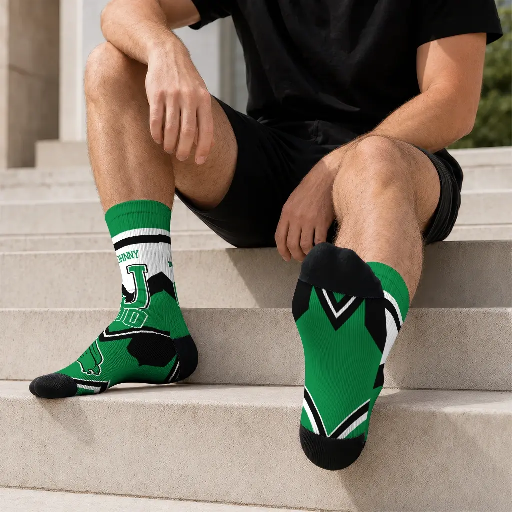 North Texas Mean Green Socks Custom Arrow Blocks Green Latest Model North Texas Mean Green Socks Custom Arrow Blocks Green Latest Model