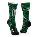 North Texas Mean Green Socks Custom Leopard Print Green Black Best Selling