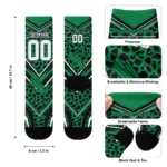 North Texas Mean Green Socks Custom Leopard Print Green Black Best Selling