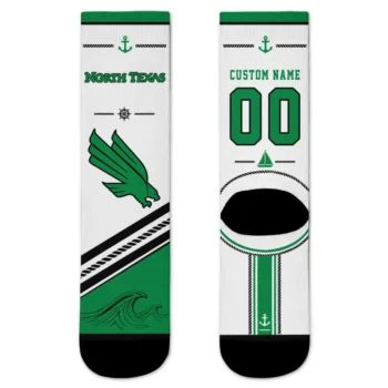 North Texas Mean Green Socks Custom Nautical Icons Green White Best Selling