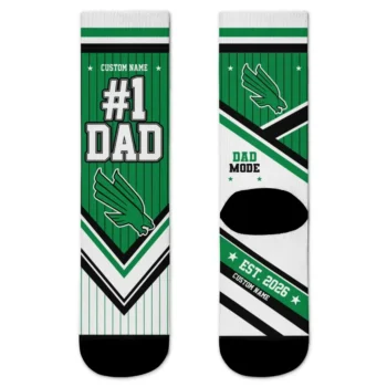 North Texas Mean Green Socks Custom Pinstripe Chevron Green White Best Selling