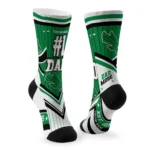 North Texas Mean Green Socks Custom Pinstripe Chevron Green White Best Selling