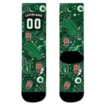 North Texas Mean Green Socks Custom Scattered Icons Green Best Selling
