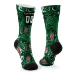 North Texas Mean Green Socks Custom Scattered Icons Green Best Selling