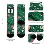 North Texas Mean Green Socks Custom Scattered Icons Green Best Selling
