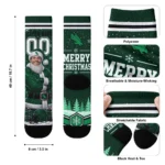North Texas Mean Green Socks Custom Snowy Scene Green White Best Selling