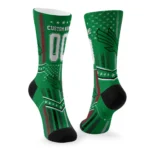 North Texas Mean Green Socks Custom Star Stripes Green White Best Selling