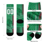 North Texas Mean Green Socks Custom Star Stripes Green White Best Selling