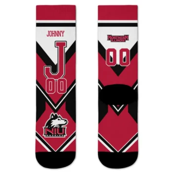 Northern Illinois Huskies Socks Customized Arrow Blocks Red Best Selling