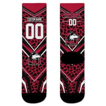 Northern Illinois Huskies Socks Customized Leopard Print Red Black Best Selling