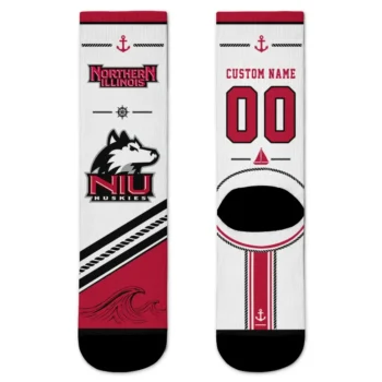 Northern Illinois Huskies Socks Customized Nautical Icons Red White Best Selling