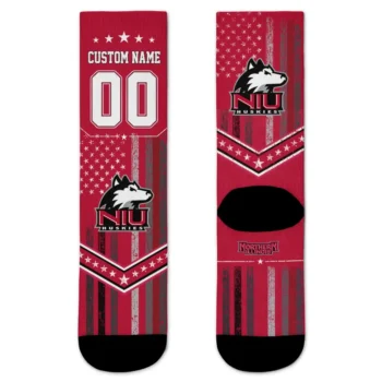 Northern Illinois Huskies Socks Customized Star Stripes Red White Best Selling