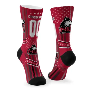Northern Illinois Huskies Socks Customized Star Stripes Red White Fashion Forward