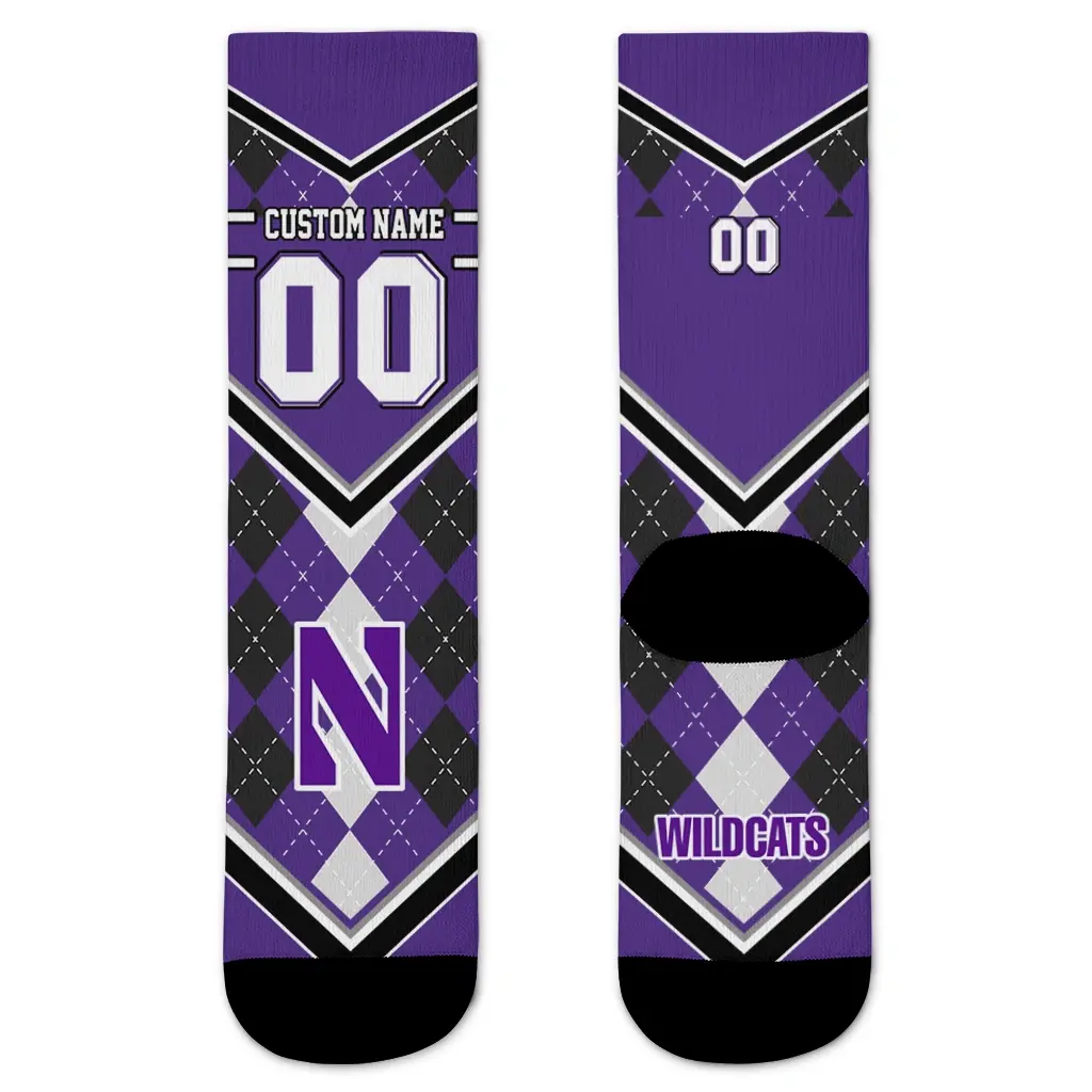 Northwestern Wildcats Socks Personalized Argyle Pattern Purple Best Selling Northwestern Wildcats Socks Personalized Argyle Pattern Purple Best Selling