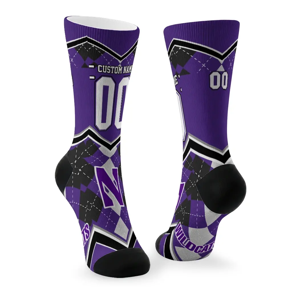Northwestern Wildcats Socks Personalized Argyle Pattern Purple Fashion Forward Northwestern Wildcats Socks Personalized Argyle Pattern Purple Fashion Forward