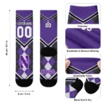 Northwestern Wildcats Socks Personalized Argyle Pattern Purple Best Selling