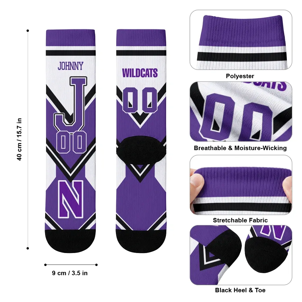 Northwestern Wildcats Socks Personalized Arrow Blocks Purple High Quality Northwestern Wildcats Socks Personalized Arrow Blocks Purple High Quality