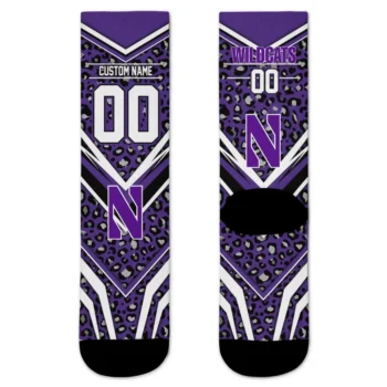 Northwestern Wildcats Socks Personalized Leopard Print Purple Black Best Selling