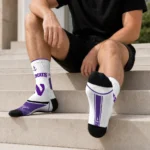 Northwestern Wildcats Socks Personalized Nautical Icons Purple White Best Selling