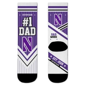 Northwestern Wildcats Socks Personalized Pinstripe Chevron Purple White Best Selling