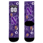 Northwestern Wildcats Socks Personalized Scattered Icons Purple Best Selling