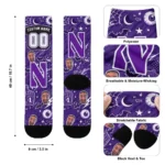 Northwestern Wildcats Socks Personalized Scattered Icons Purple Best Selling