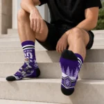 Northwestern Wildcats Socks Personalized Snowy Scene Purple White Best Selling