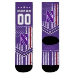 Northwestern Wildcats Socks Personalized Star Stripes Purple White Best Selling