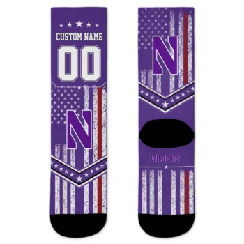 Northwestern Wildcats Socks Personalized Star Stripes Purple White Best Selling
