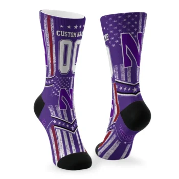 Northwestern Wildcats Socks Personalized Star Stripes Purple White Fashion Forward
