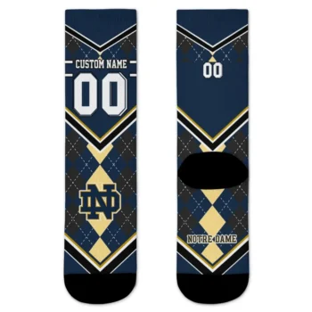 Notre Dame Fighting Irish Socks Custom Argyle Pattern Navy Best Selling