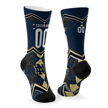 Notre Dame Fighting Irish Socks Custom Argyle Pattern Navy Fashion Forward