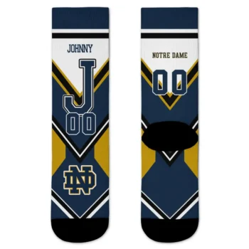 Notre Dame Fighting Irish Socks Custom Arrow Blocks Navy Best Selling