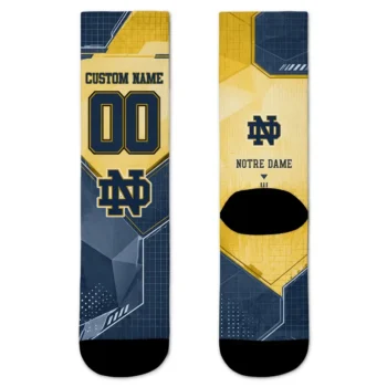 Notre Dame Fighting Irish Socks Custom Geometric Tech Navy Best Selling