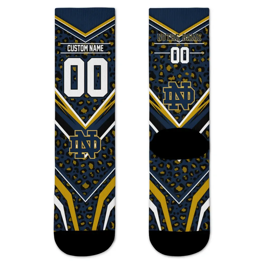 Notre Dame Fighting Irish Socks Custom Leopard Print Navy Black Best Selling Notre Dame Fighting Irish Socks Custom Leopard Print Navy Black Best Selling